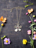 Custom Birthstone Forget Me Not Pendant Necklace in Sterling Silver