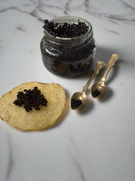 Brass caviar spoon earrings