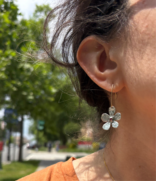 Sterling Silver Forget-Me-Not flower dangles