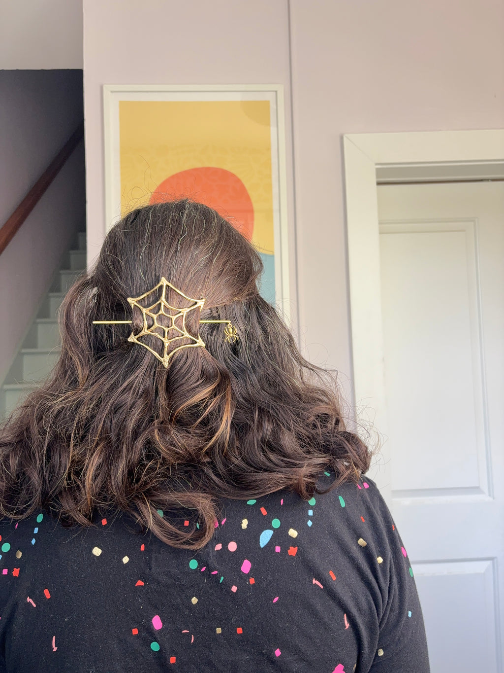 Spooky Season Spiderweb Hairslide Hairpin Hairclip handmade in Brass