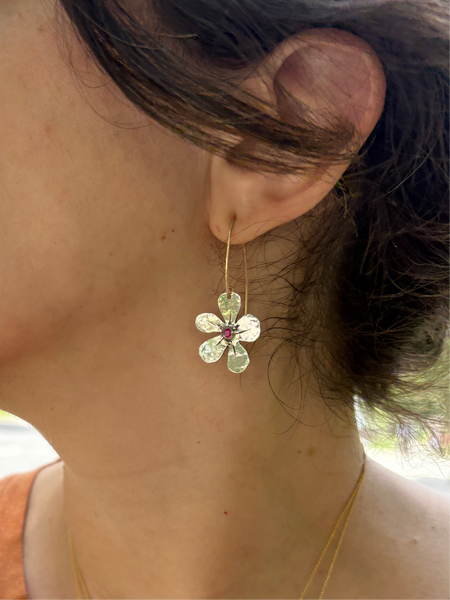 Sterling Silver Forget-Me-Not flower dangles