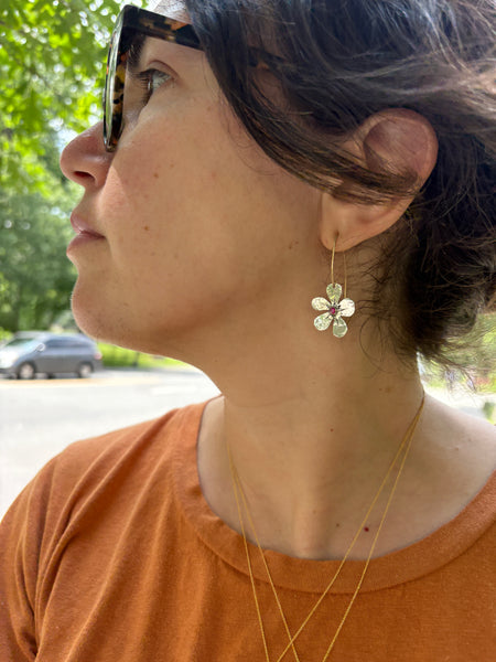 Sterling Silver Forget-Me-Not flower dangles