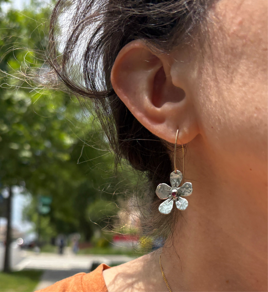 Sterling Silver Forget-Me-Not flower dangles