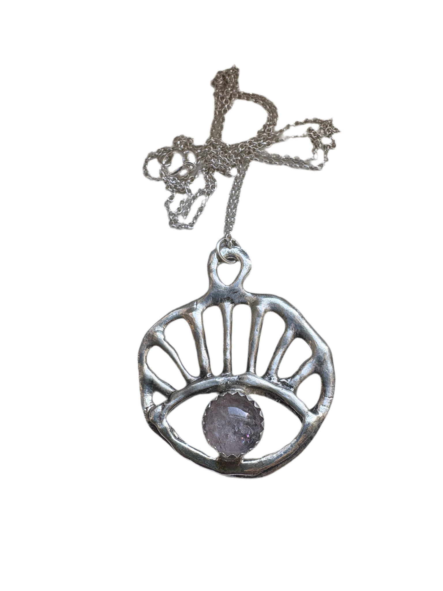 Sun Reyes Pendant in sterling silver with rose quartz handmade