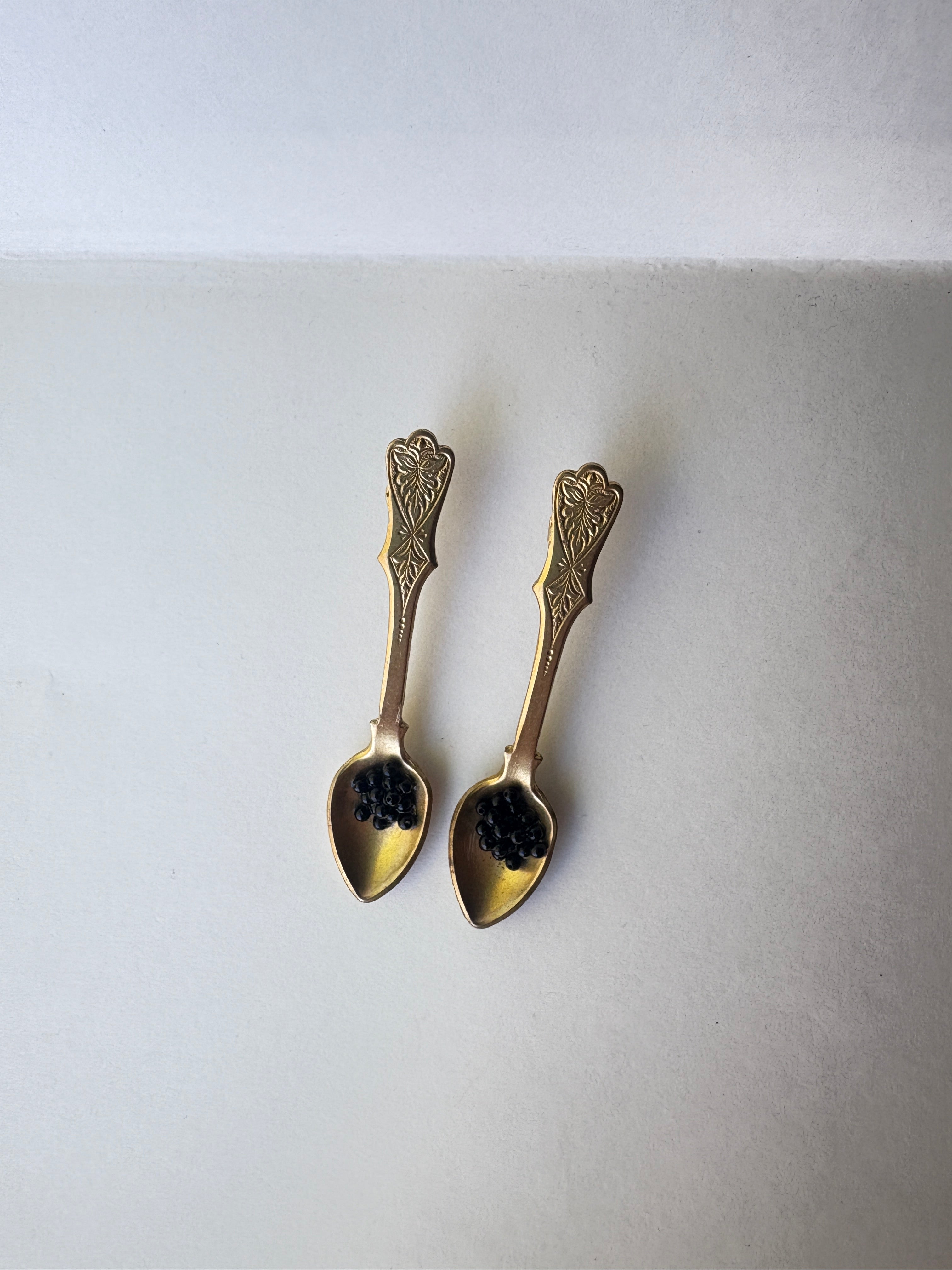 Brass caviar spoon earrings