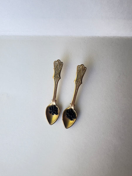 Brass caviar spoon earrings