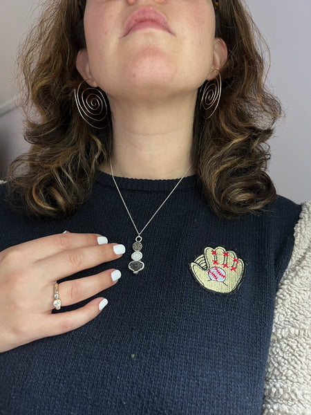 Rock Cairn Drusy Pendant - Gray Scale Balance Pendant Black White and Gray Druzy