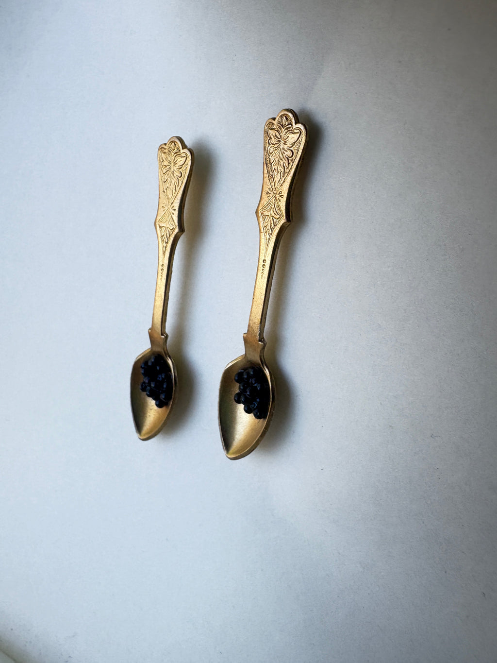 Brass caviar spoon earrings