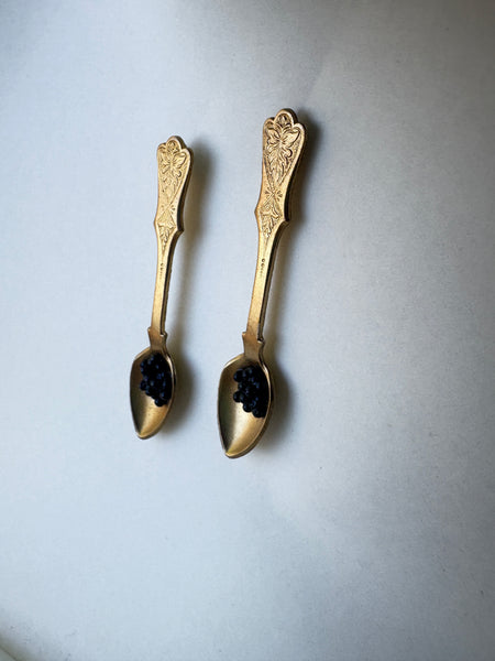 Brass caviar spoon earrings