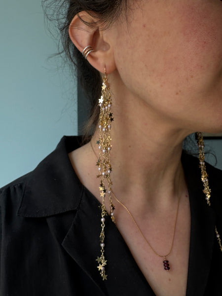 Star and Pearl Fringe Hoop Shoulder Dusters