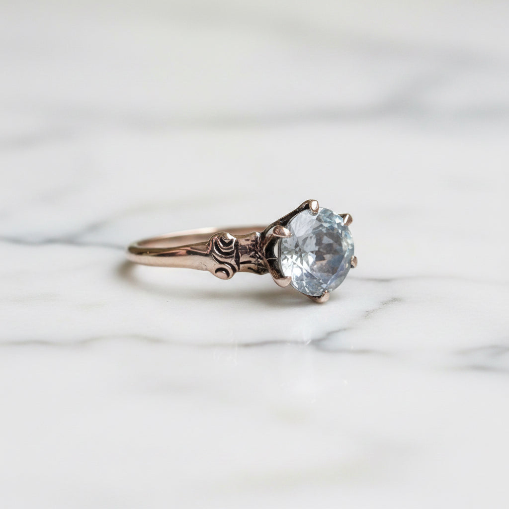 Faceted Moonstone Ring in 14k Antique Gold Setting