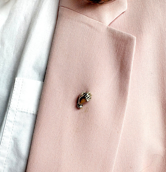 Holding Flowers Sterling Silver Hand Pin