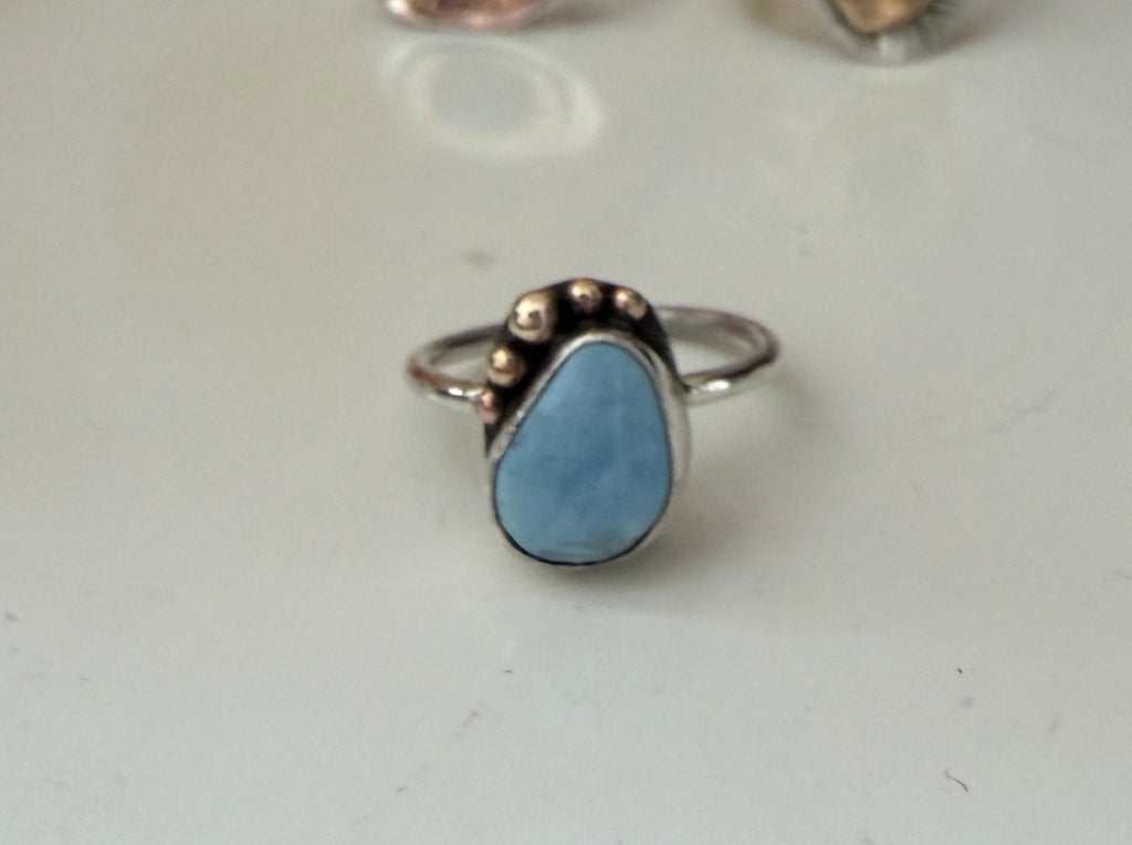 Turquoise Pebble Ring in Solid Gold and Sterling Silver