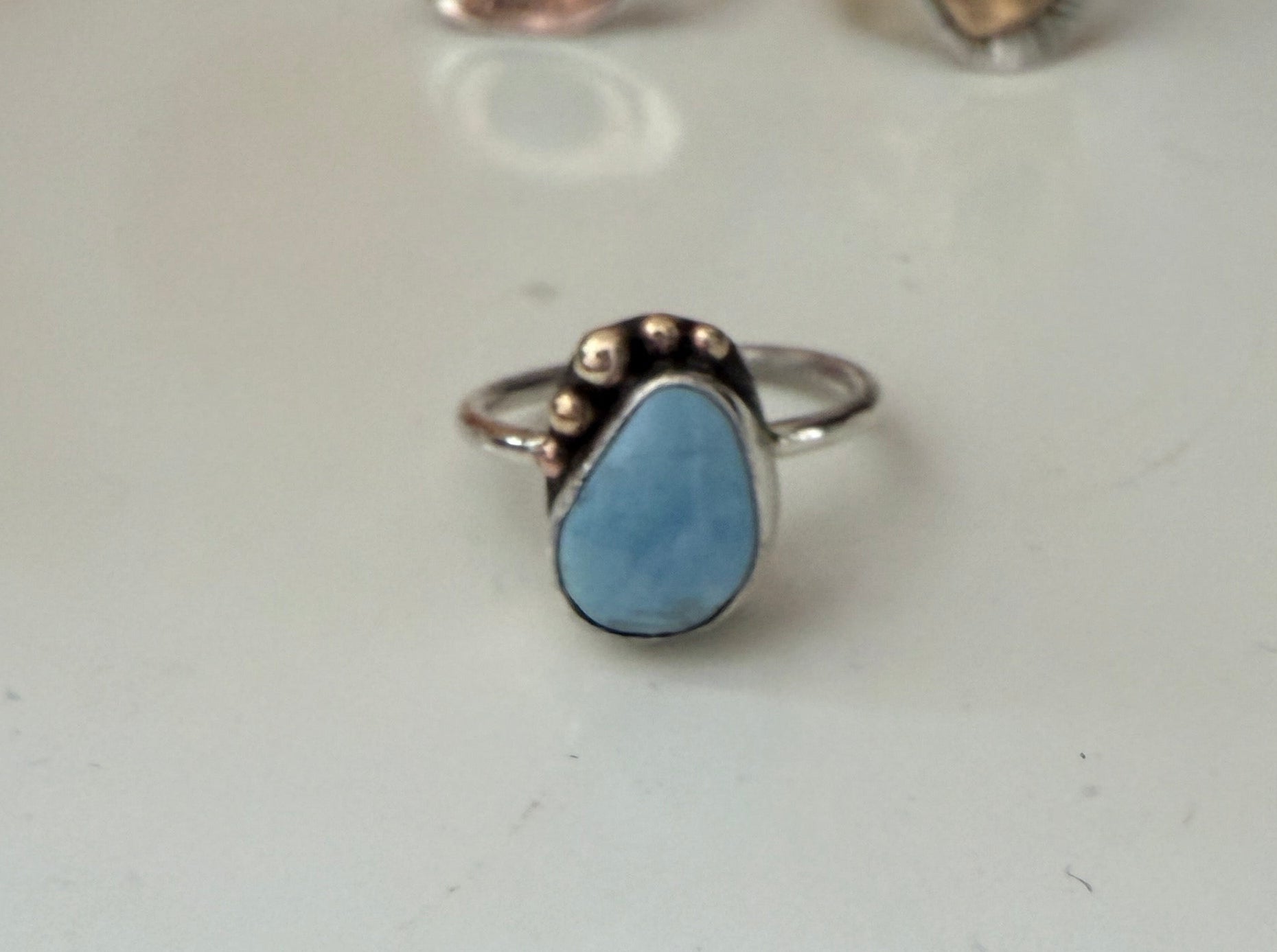 Turquoise Pebble Ring in Solid Gold and Sterling Silver