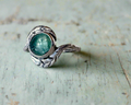 Emerald Leaf Hug Ring in Sterling Silver
