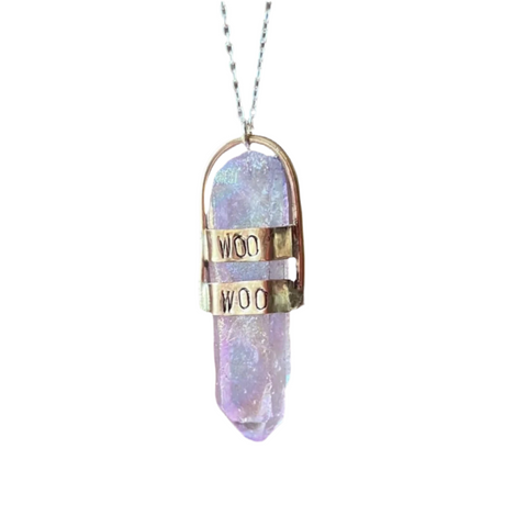 Woo Woo Crystal Point Handmade Goldfill Pendant