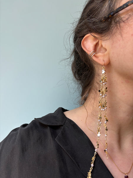 Star and Pearl Fringe Hoop Shoulder Dusters