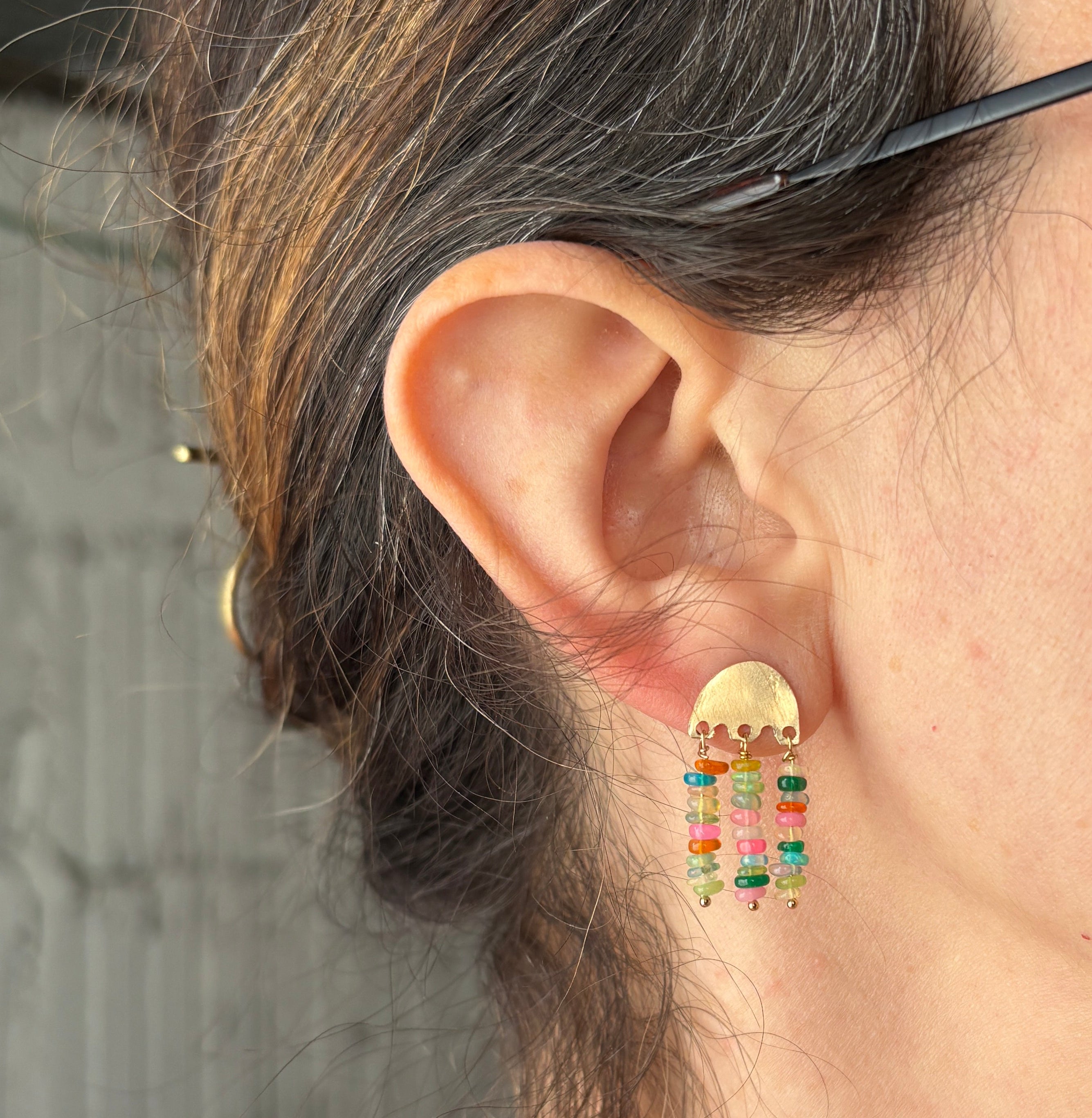 Rainbow Opal Fringe Studs