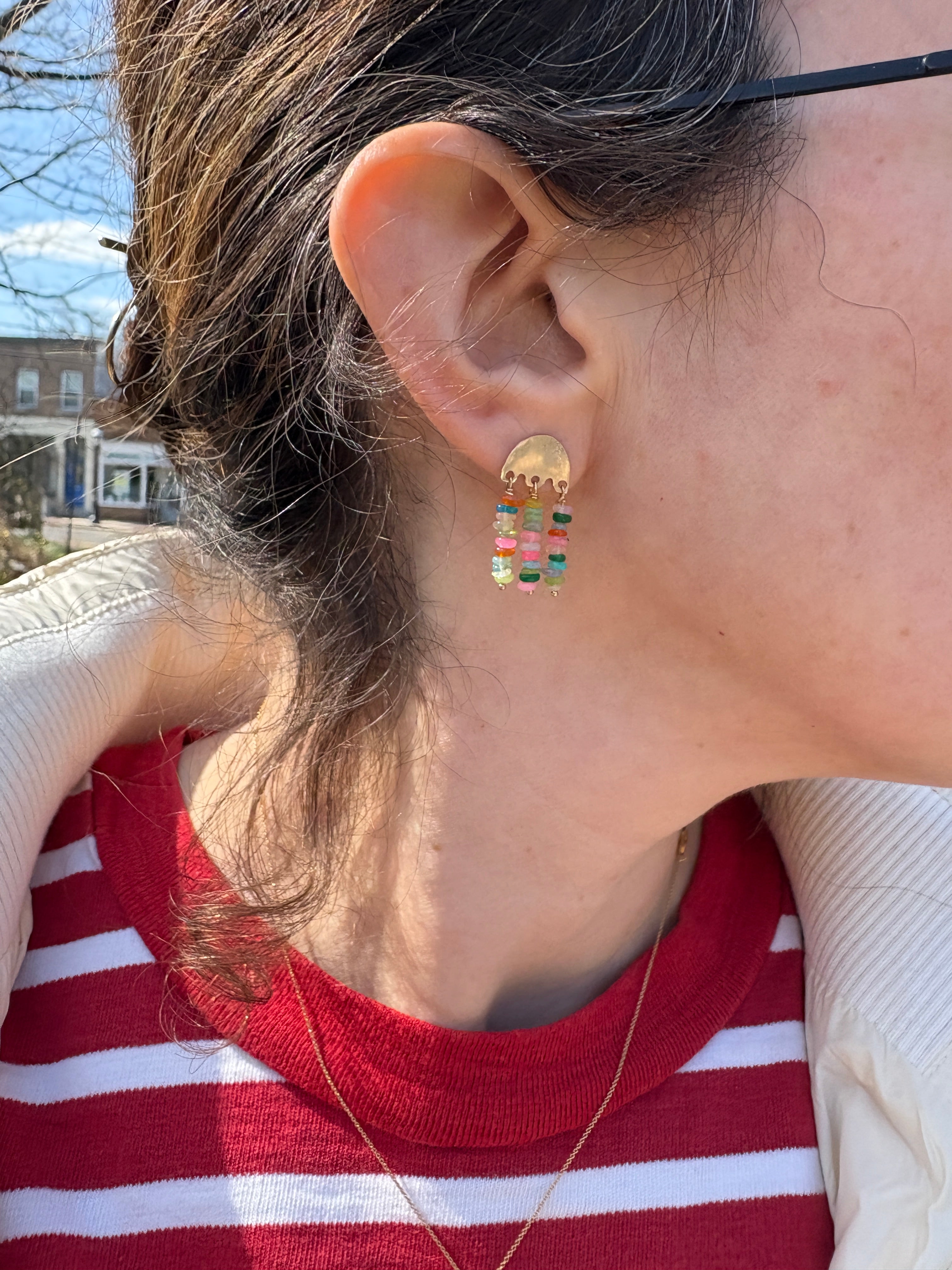 Rainbow Opal Fringe Studs