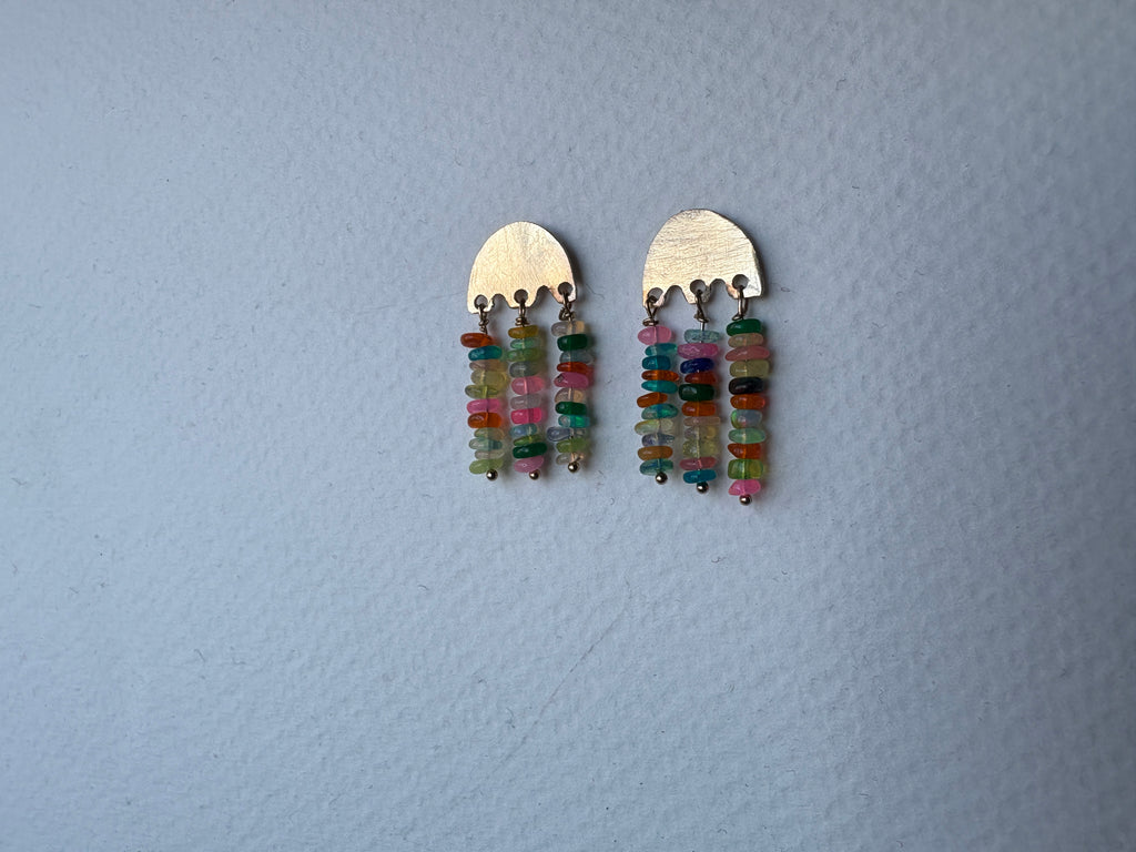 Rainbow Opal Fringe Studs