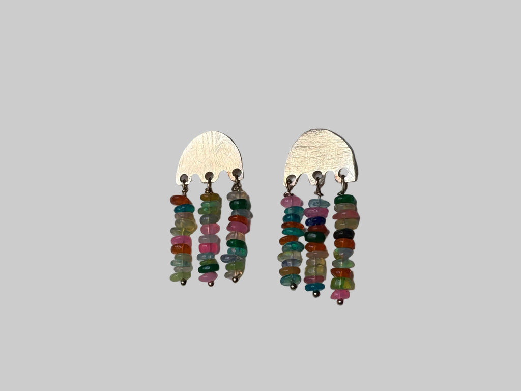 Rainbow Opal Fringe Studs