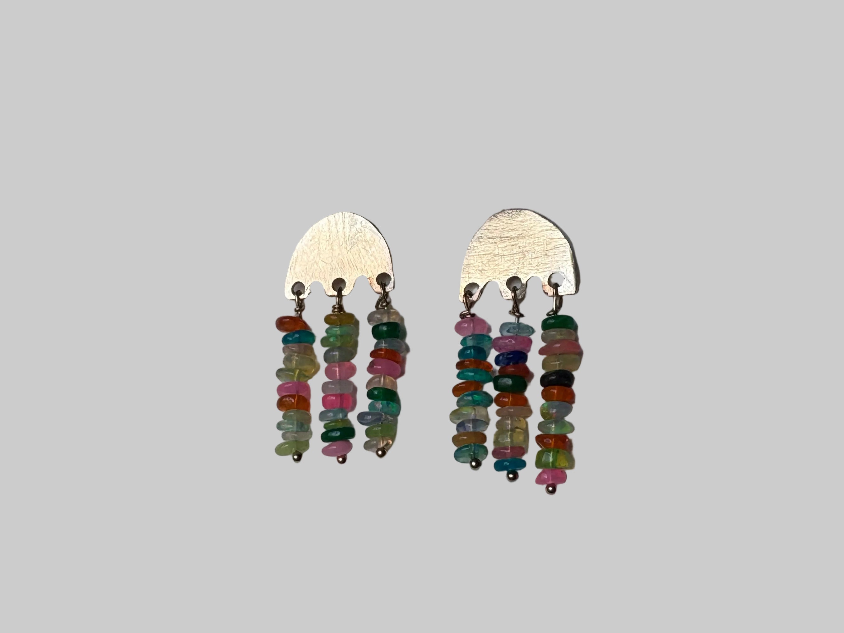 Rainbow Opal Fringe Studs