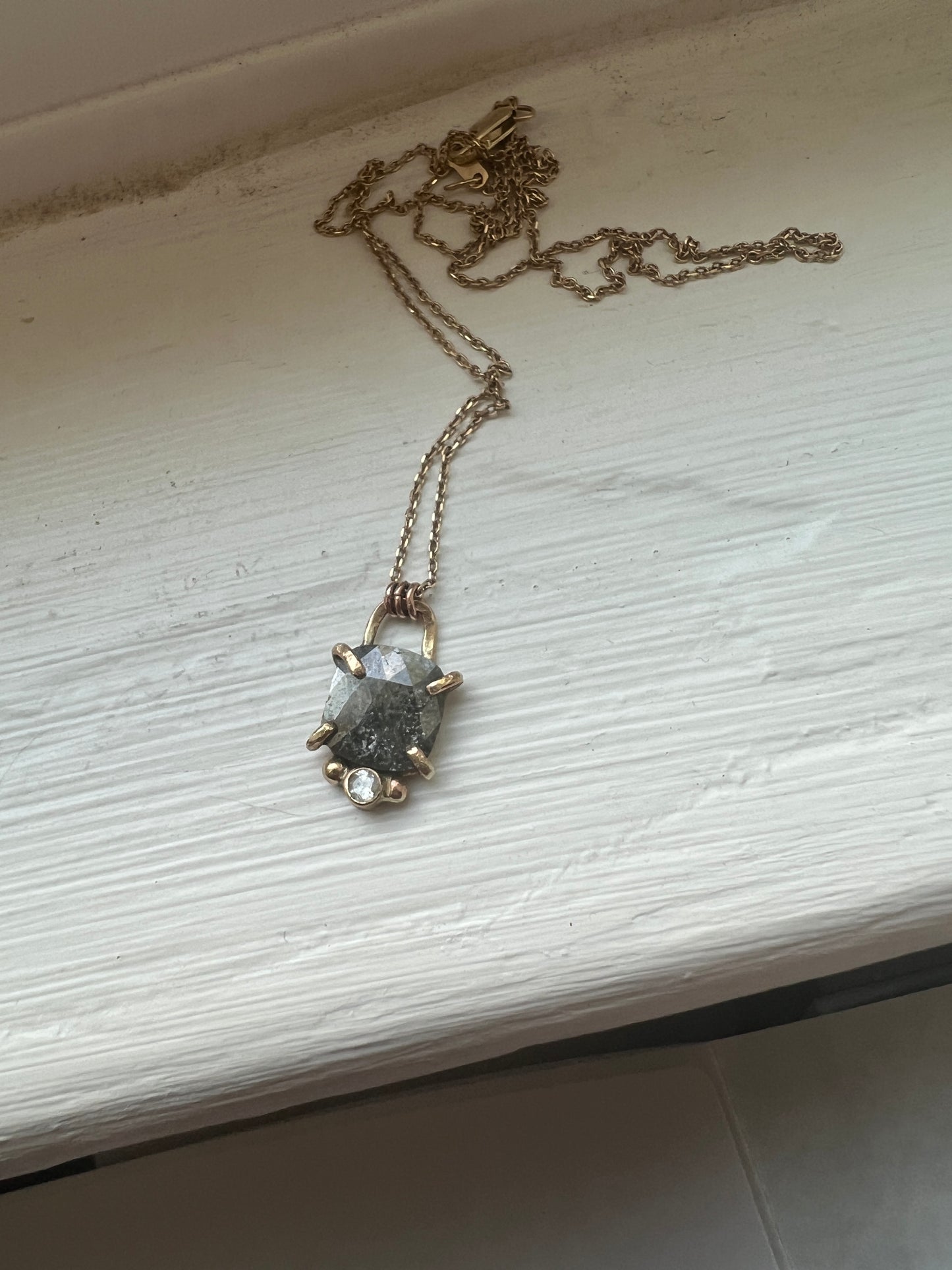 Natural Rosecut Diamond Necklace in solid gold