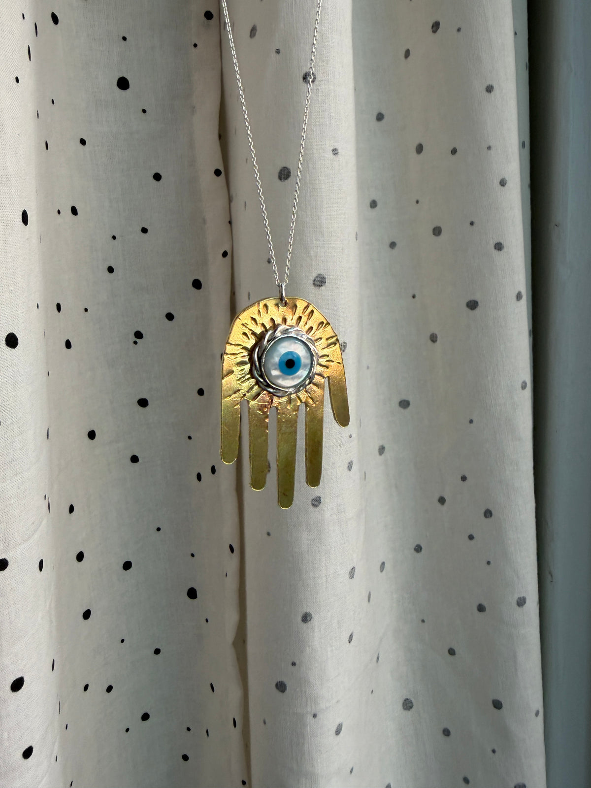 Hamsa With Evil Eye in Braided Bezel