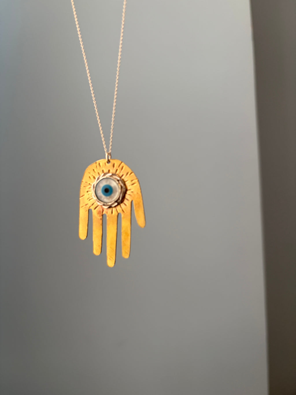 Hamsa With Evil Eye in Braided Bezel