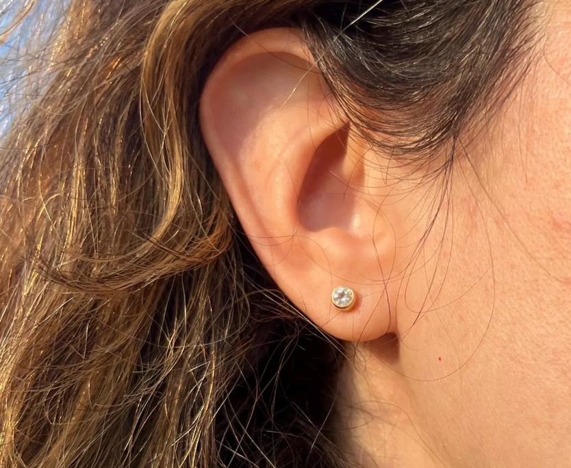 Solid Gold Arkansas Quartz Studs