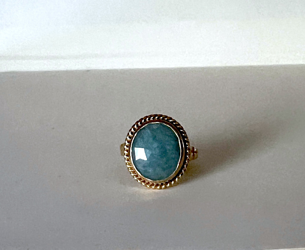 Solid Gold Rescued Vintage Aquamarine Ring