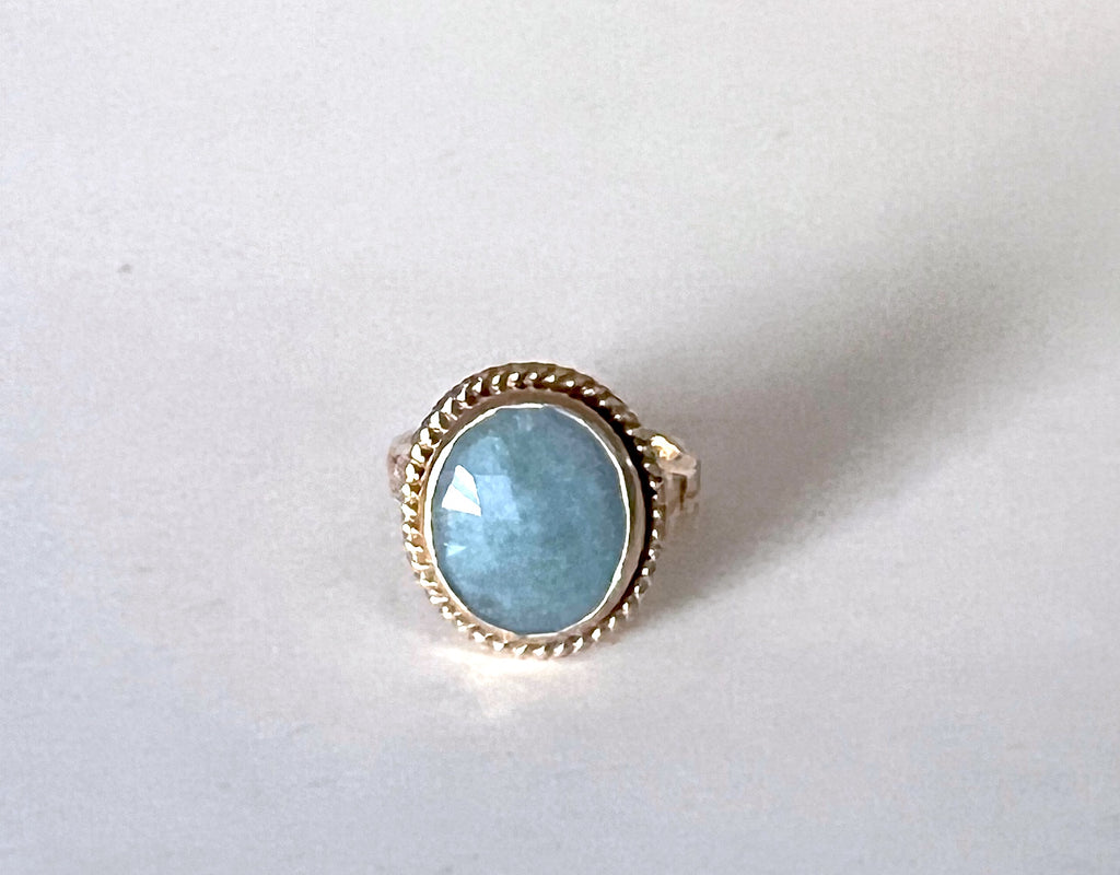 Solid Gold Rescued Vintage Aquamarine Ring