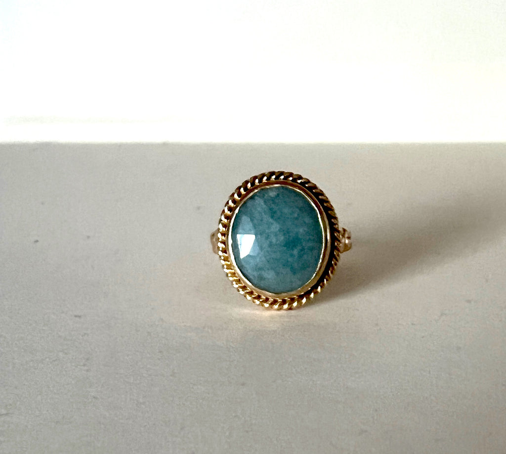 Solid Gold Rescued Vintage Aquamarine Ring