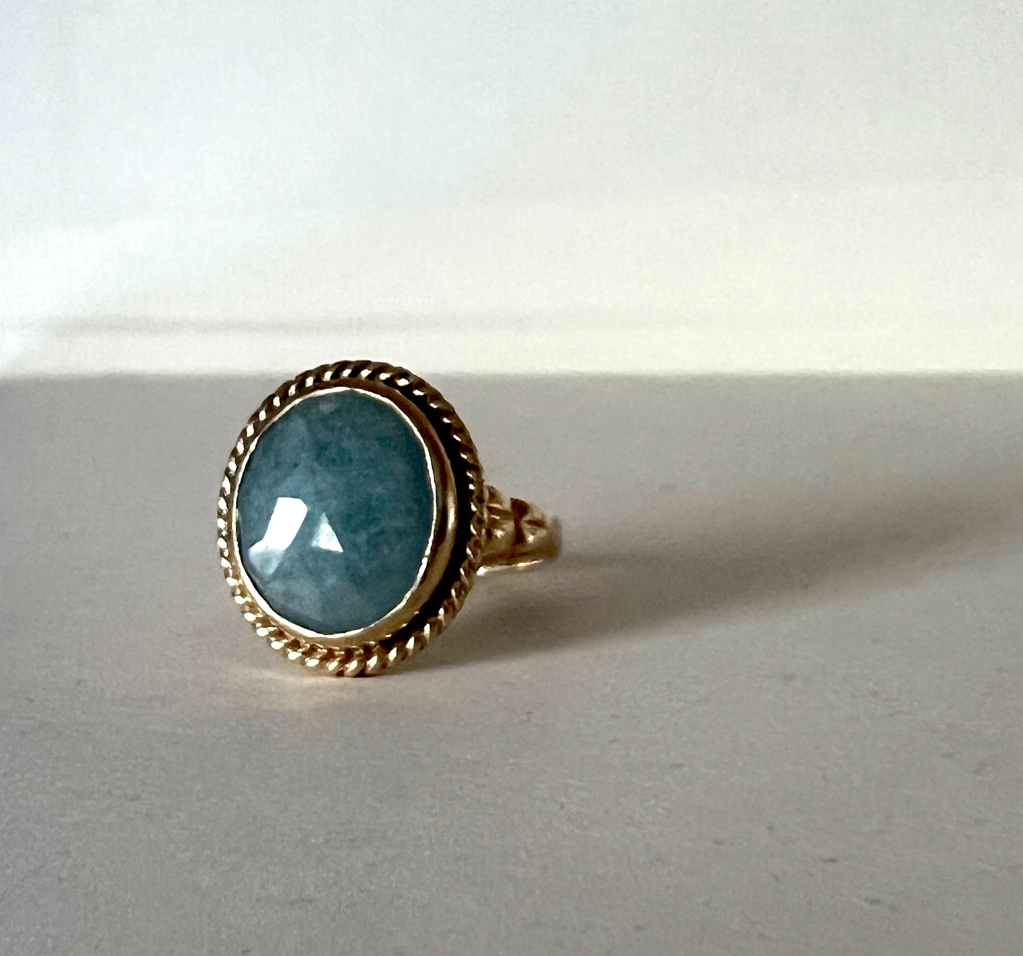 Solid Gold Rescued Vintage Aquamarine Ring