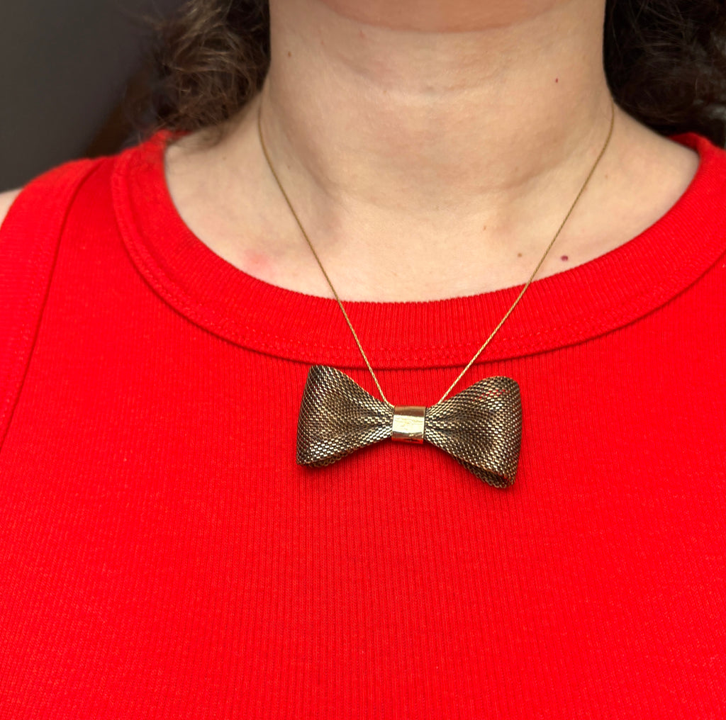 Vintage Brass Bow Necklace