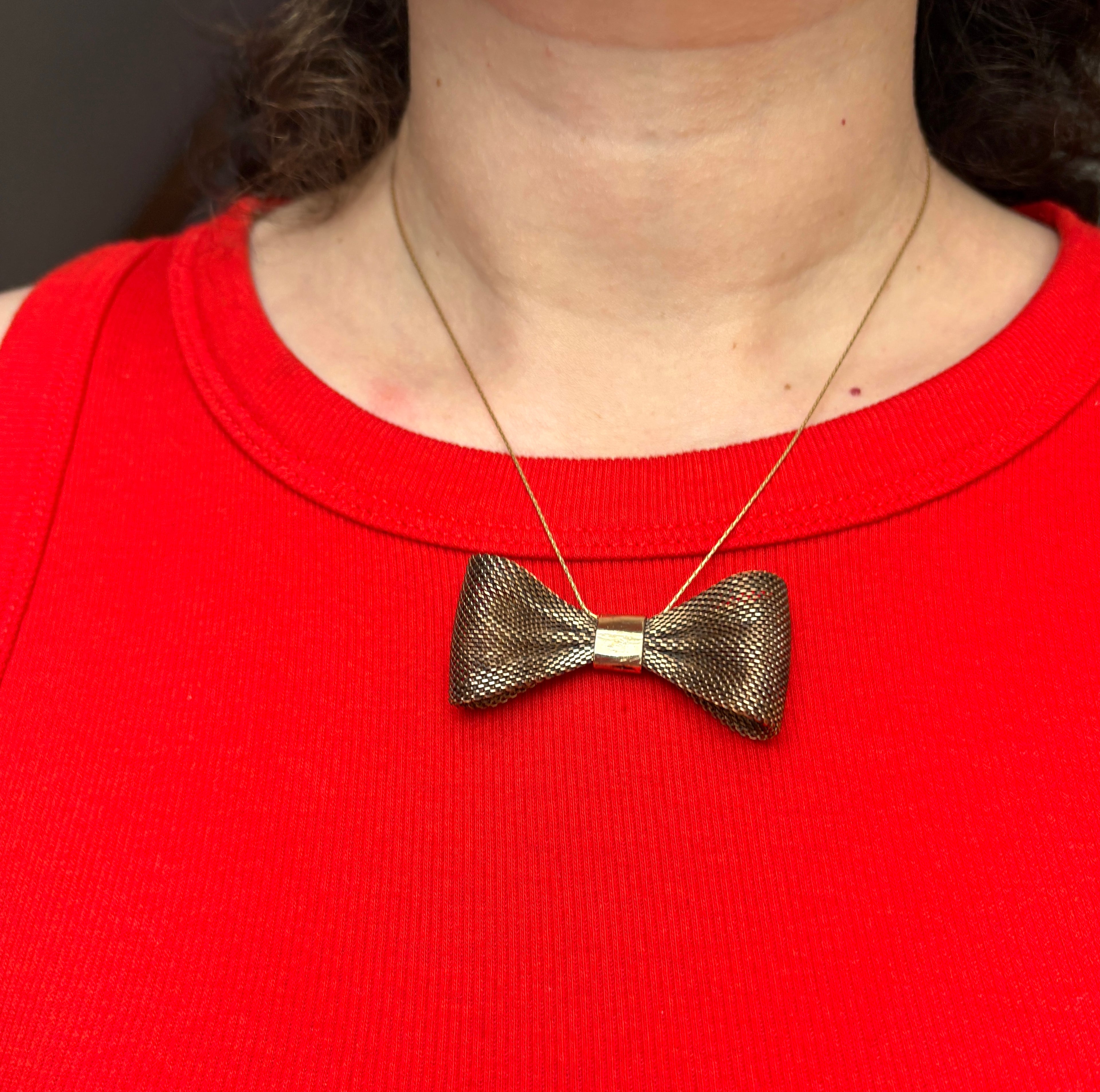 Vintage Brass Bow Necklace