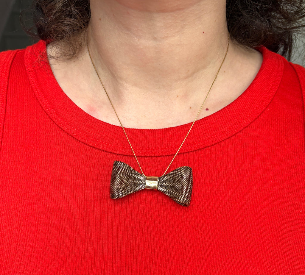 Vintage Brass Bow Necklace