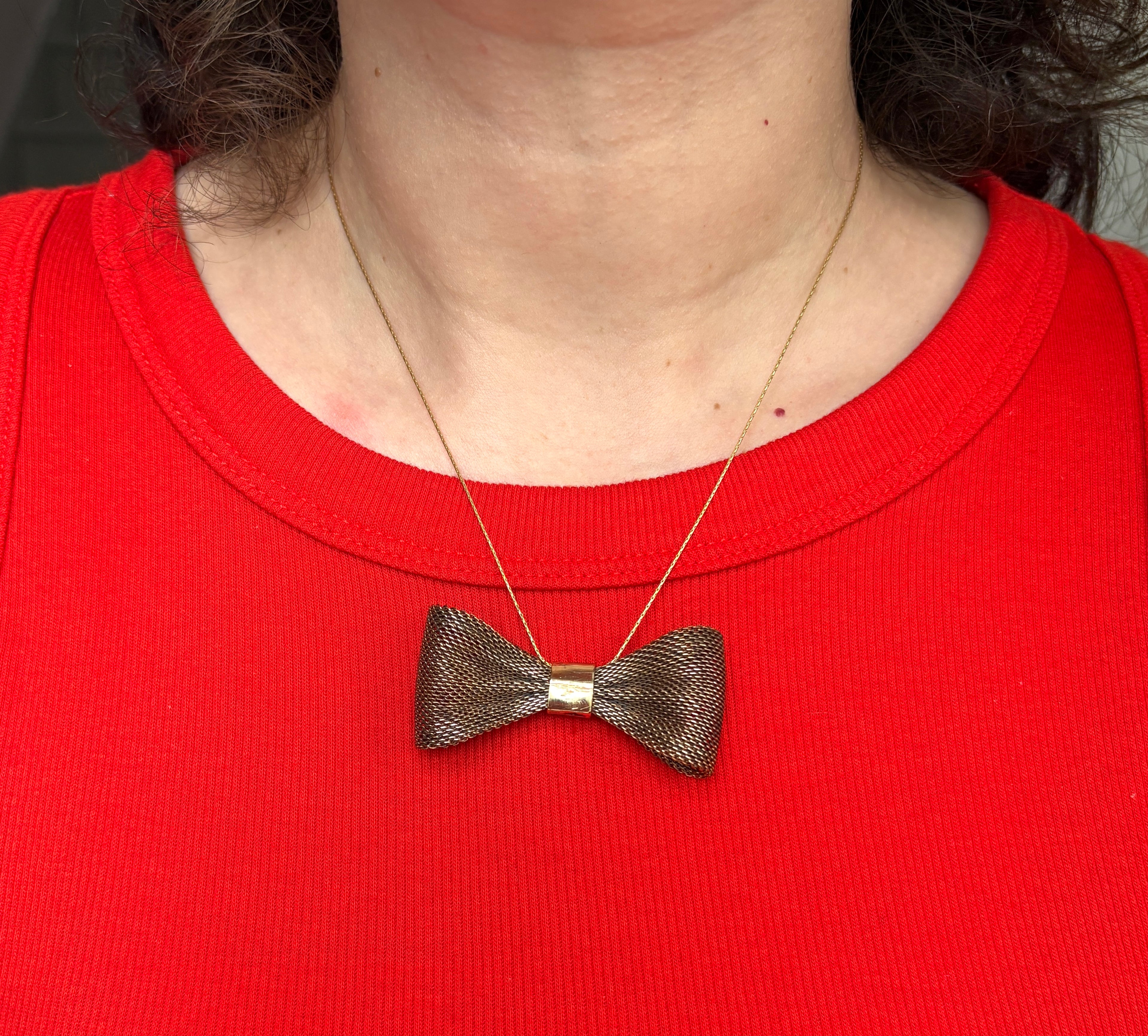 Vintage Brass Bow Necklace