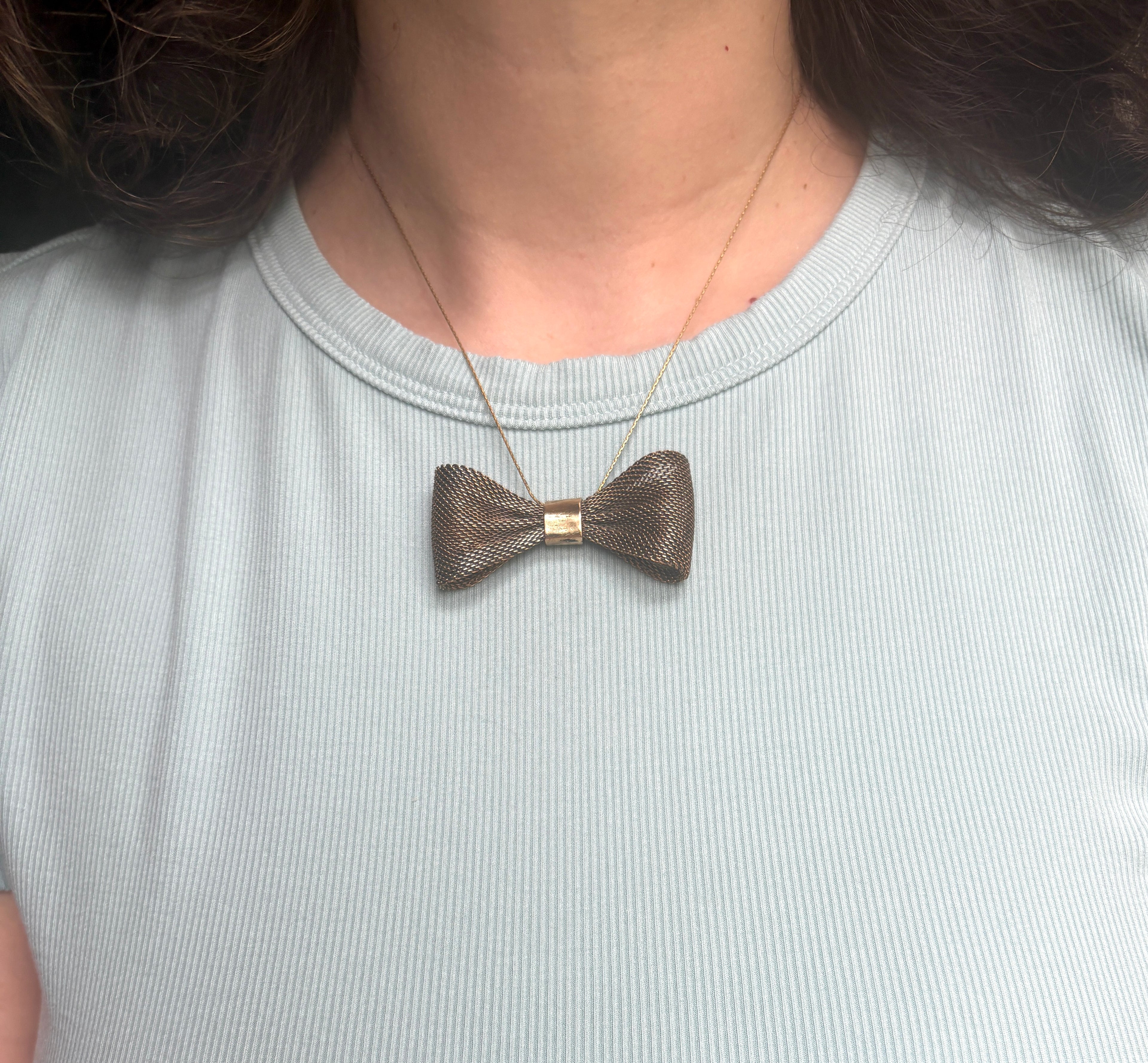 Vintage Brass Bow Necklace