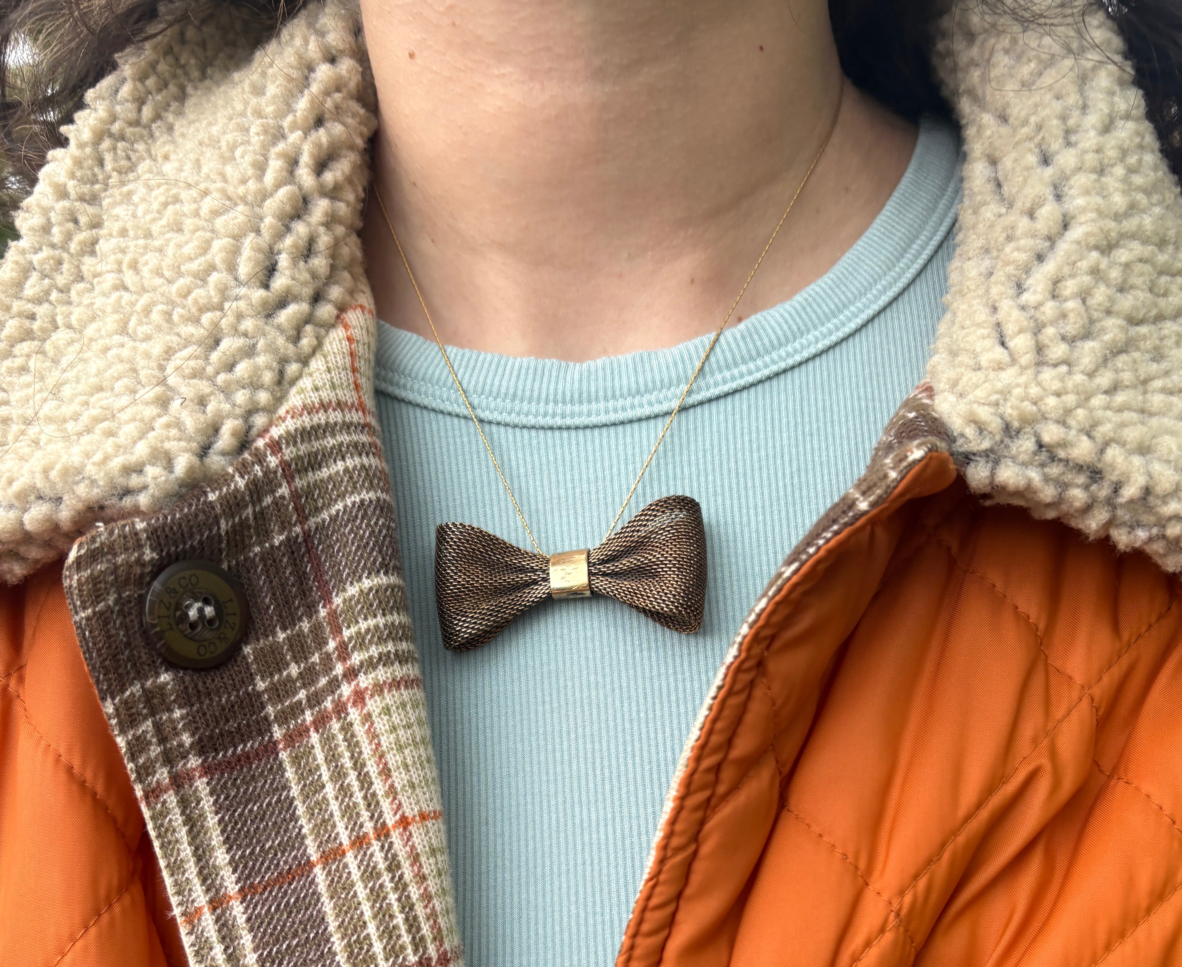 Vintage Brass Bow Necklace