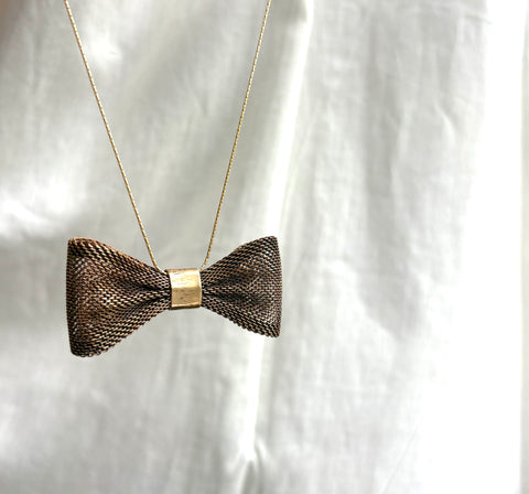 Vintage Brass Bow Necklace