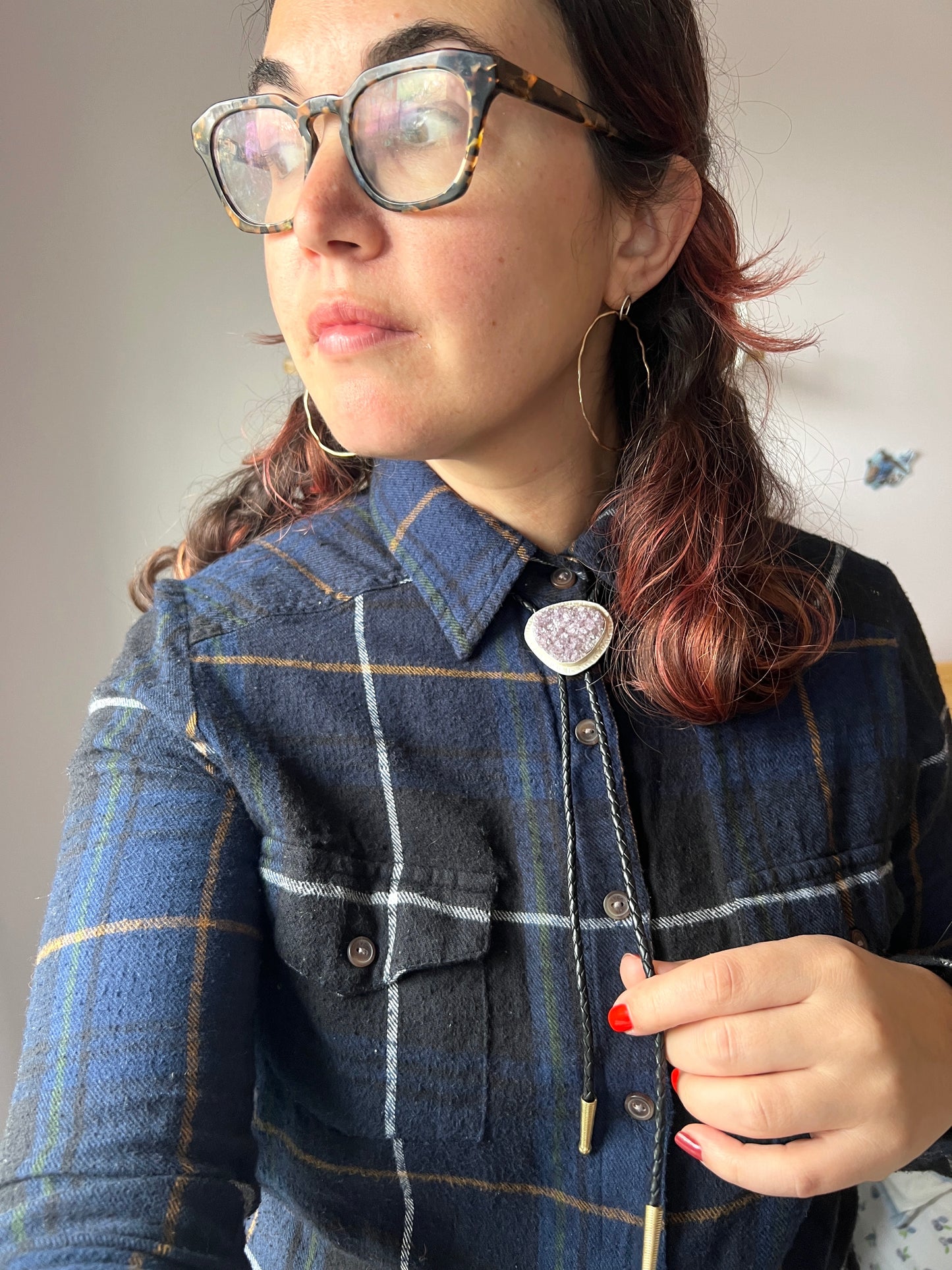 Purple Druzy Bolo Tie