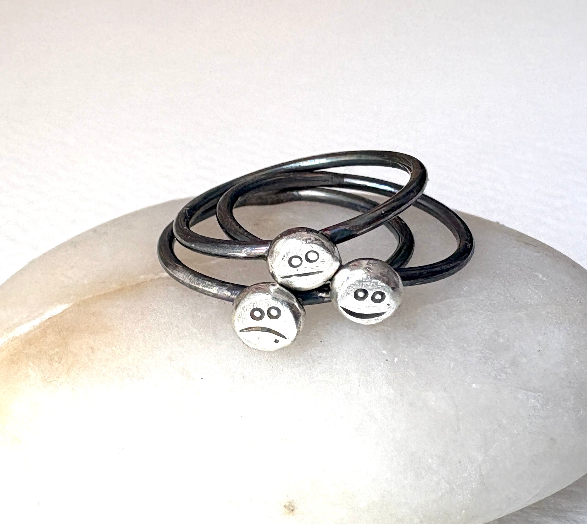 Mood Ring Stacking Set Happy Sad and Meh