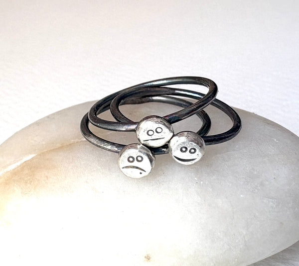 Mood Ring Stacking Set Happy Sad and Meh