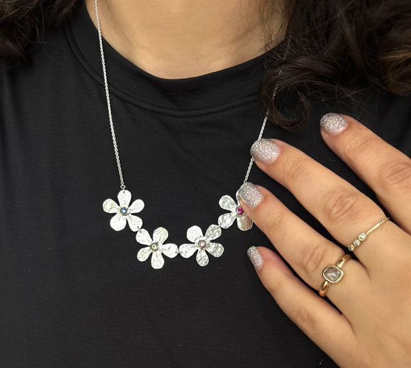 Family Flower Necklace Birthstone Necklace