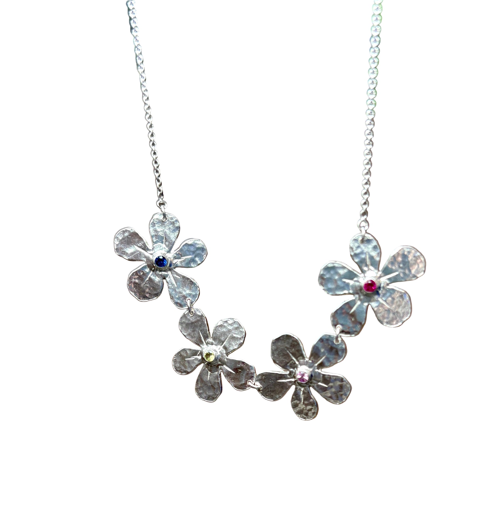 Family Flower Necklace Birthstone Necklace