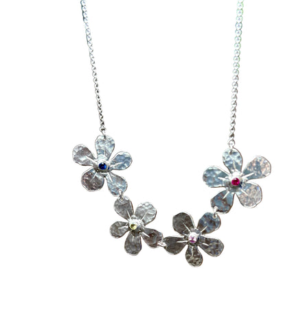 Family Flower Necklace Birthstone Necklace