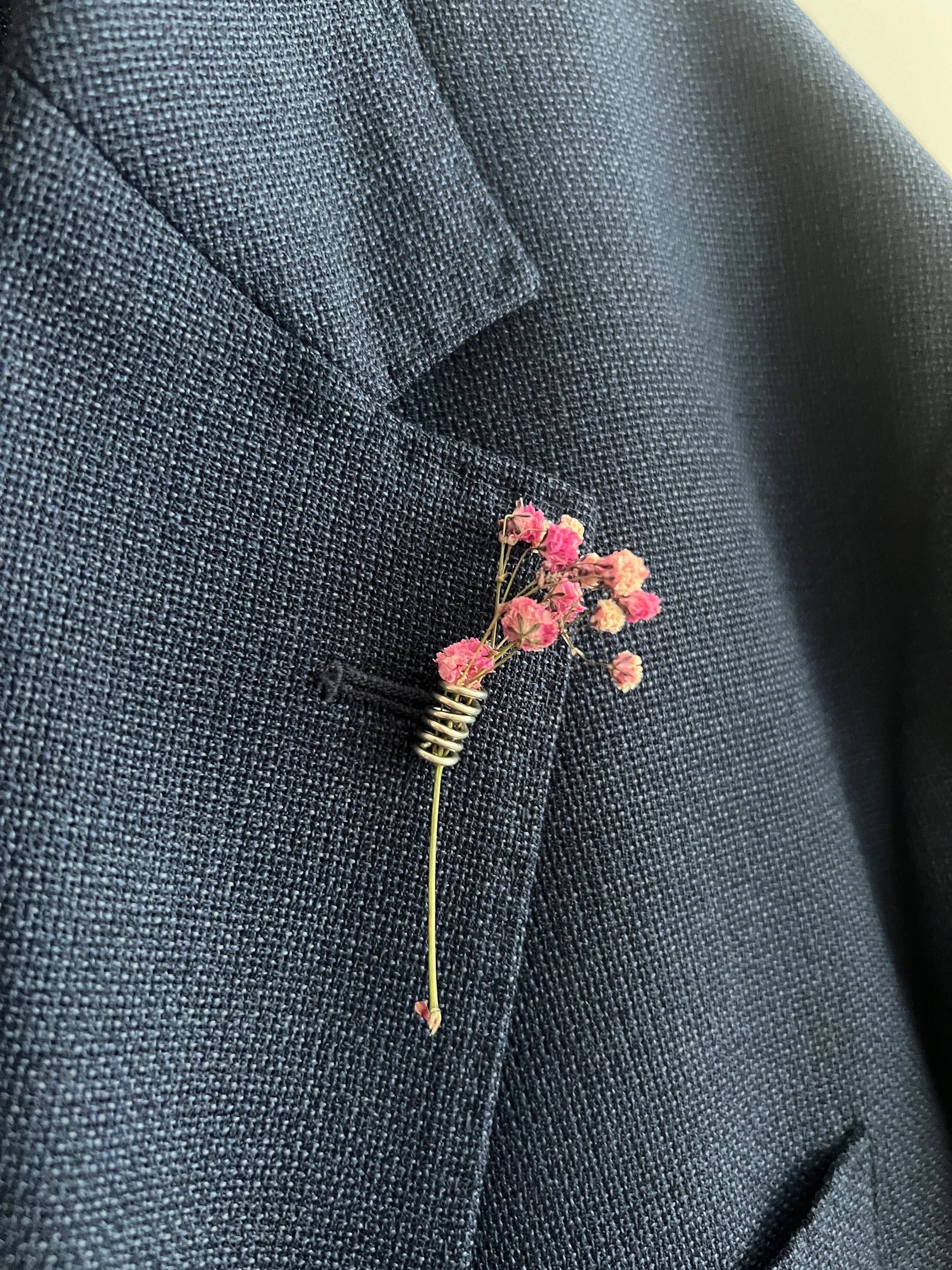 Sterling Silver Flower Holder Lapel Pin: Nosegay Boutonniere