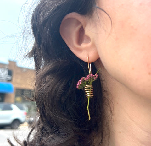 Flower Carrier Dangle Earrings