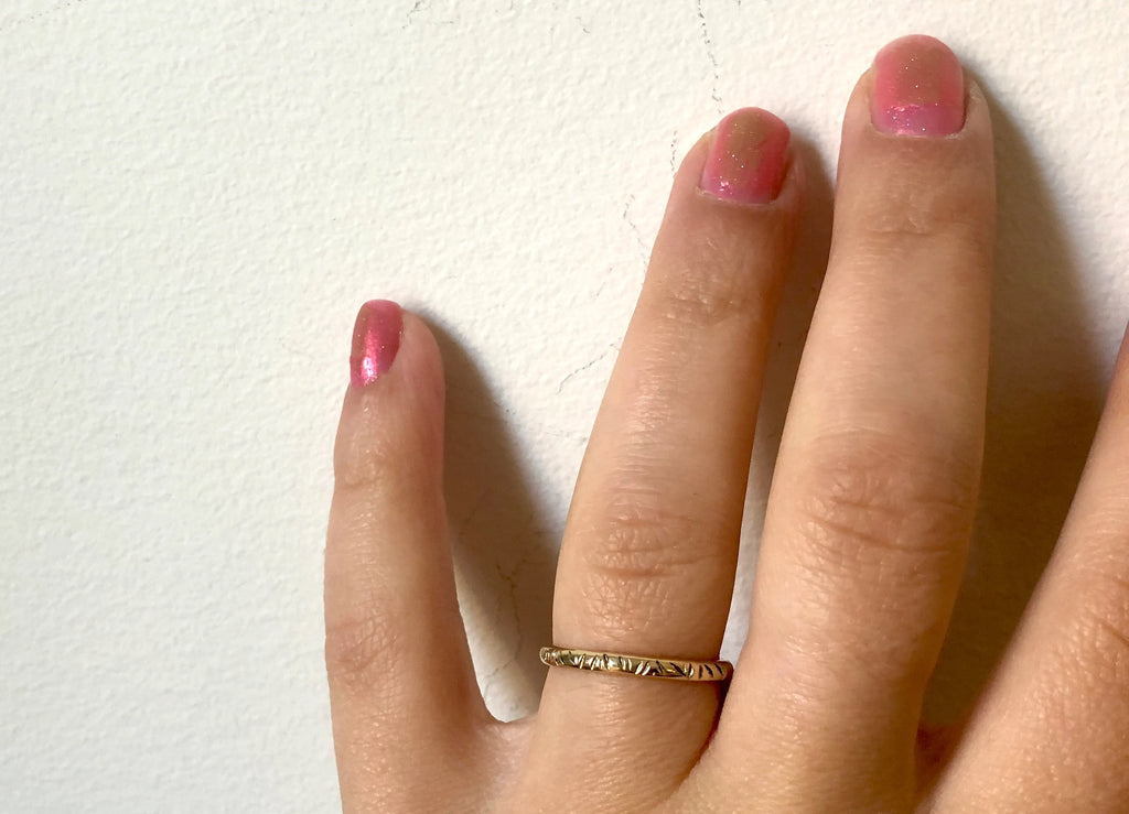 Fresh Cut Grass Wedding Bands in 14k Gold